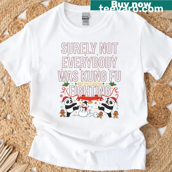 Humorous Christmas T-shirt with Kung Fu Panda theme and funny text