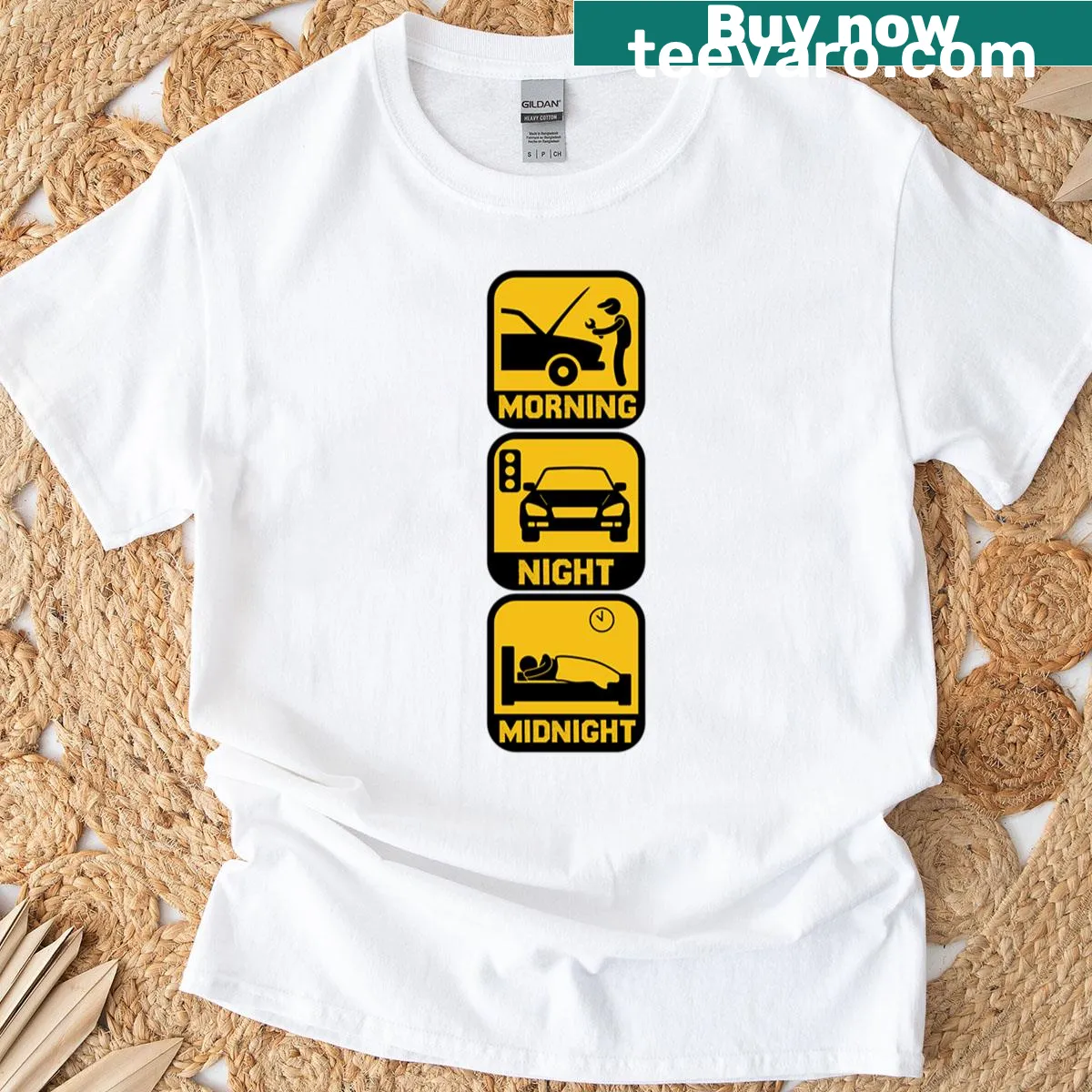 T-shirt with a humorous mechanic graphic and text — on a men's t-shirt