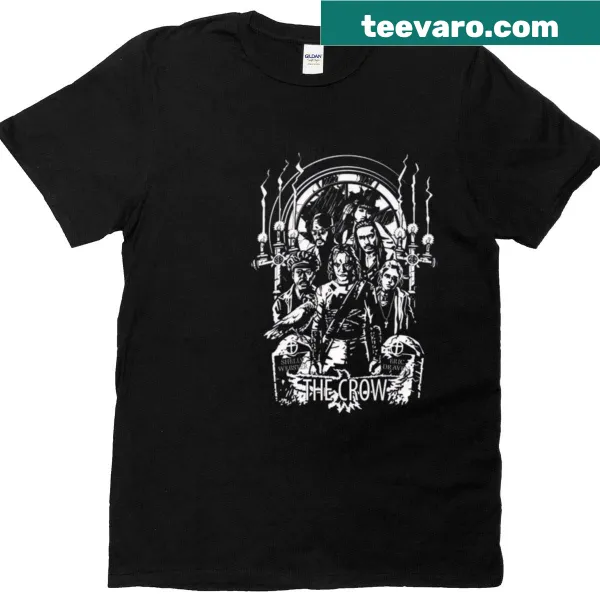 Vintage-style t-shirt featuring graphics celebrating retro horror movies with a Gothic twist.
