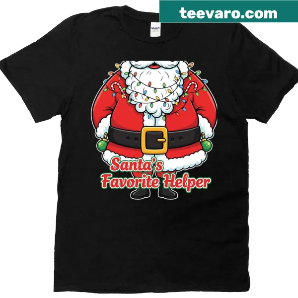 Oversized T-shirt with a humorous quote about Santa as a holiday helper