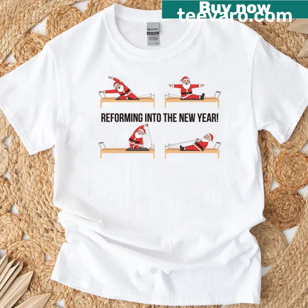 Funny Santa Pilates typography on a t-shirt