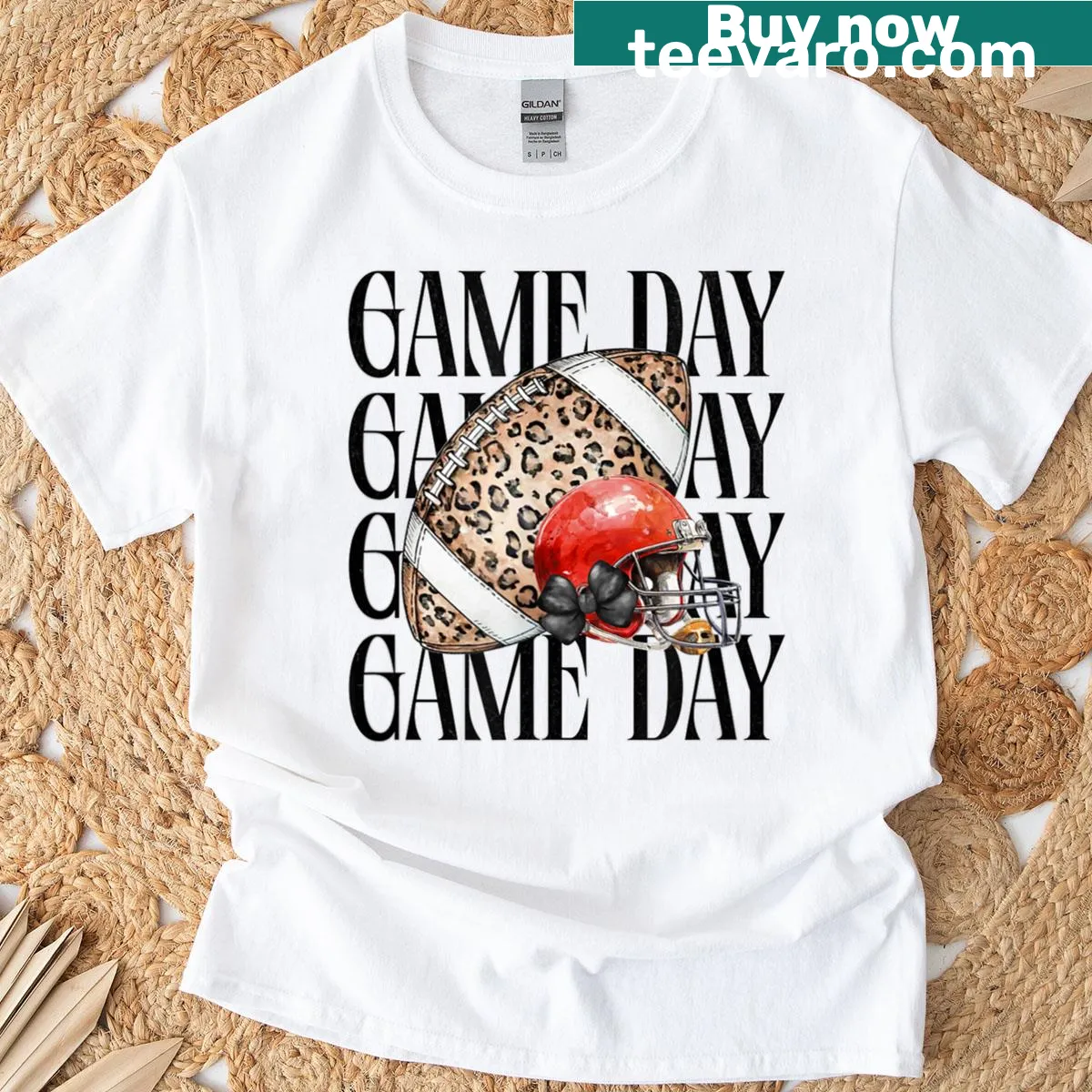 Game Day Football t-shirt with bold football-themed graphic — on a men's t-shirt