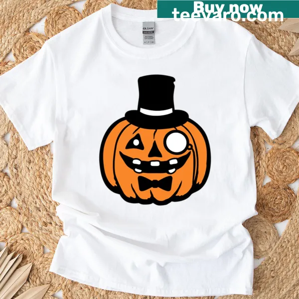 Classy gentleman pumpkin t-shirt with top hat and monocle
