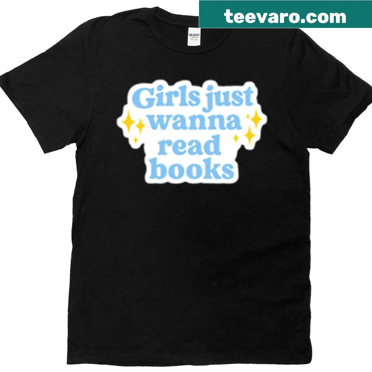 T-shirt featuring the quote 'Girls Just Wanna Read Books' in charming typography — on a men's t-shirt