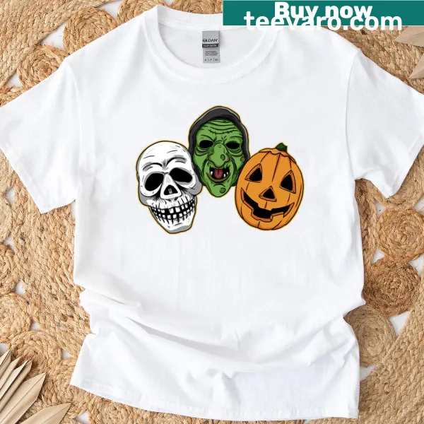 Oversized Halloween 3 t-shirt with Silver Shamrock mask illustration