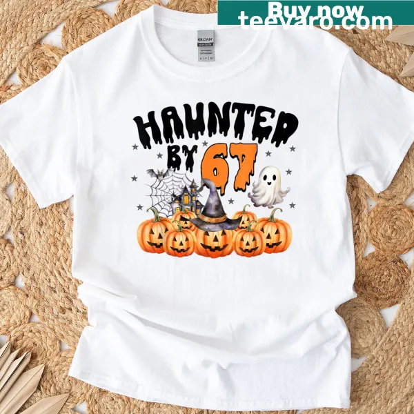 Funny Halloween t-shirt with pumpkin and ghost illustration