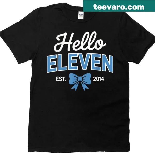 Birthday t-shirt for girls with 'Hello Eleven' and a bow design