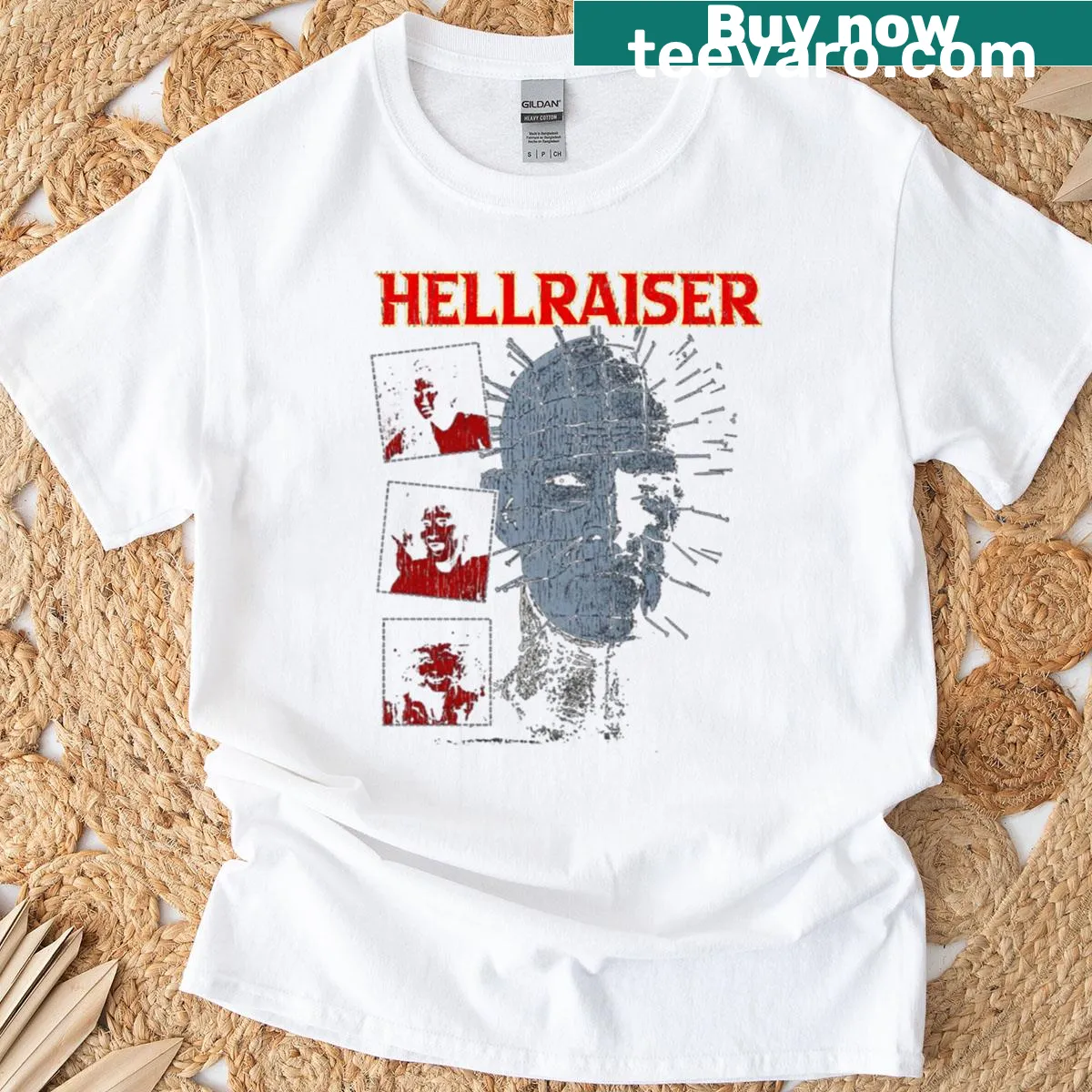 Edgy Hellraiser graphic on a stylish streetwear t-shirt — on a men's t-shirt