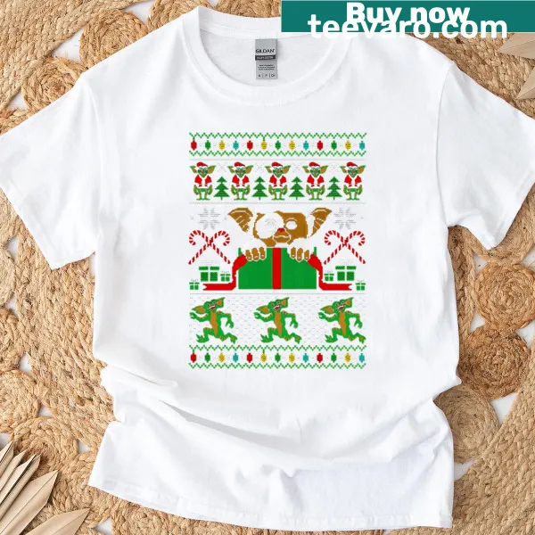 Vintage tee featuring humorous horror and Christmas movie graphics