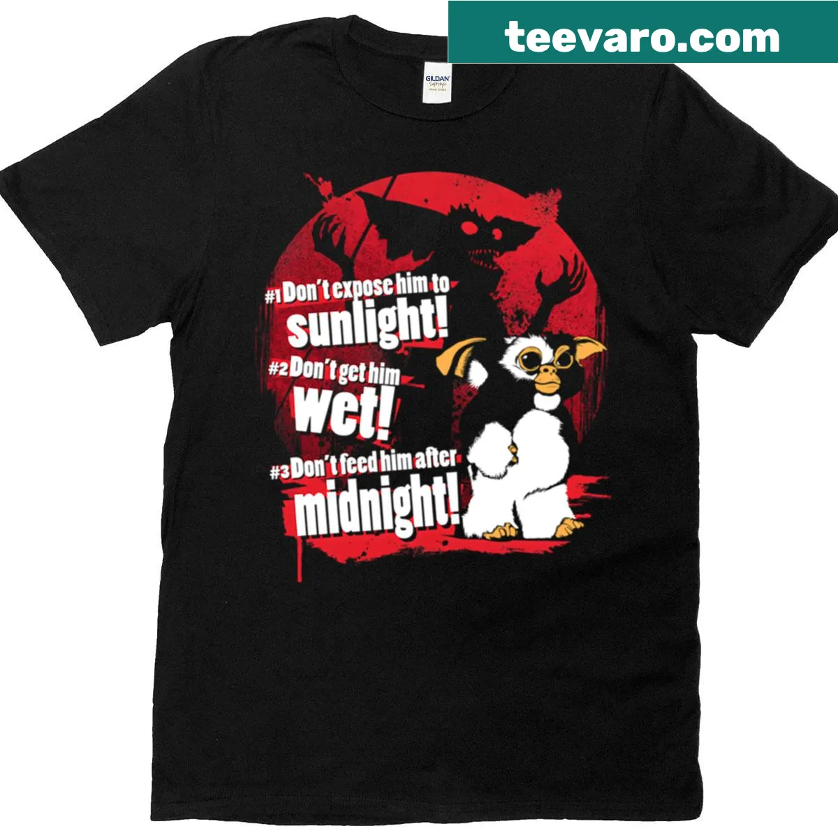 Vintage-style Christmas T-shirt with 80s horror movie graphics — on a men's t-shirt