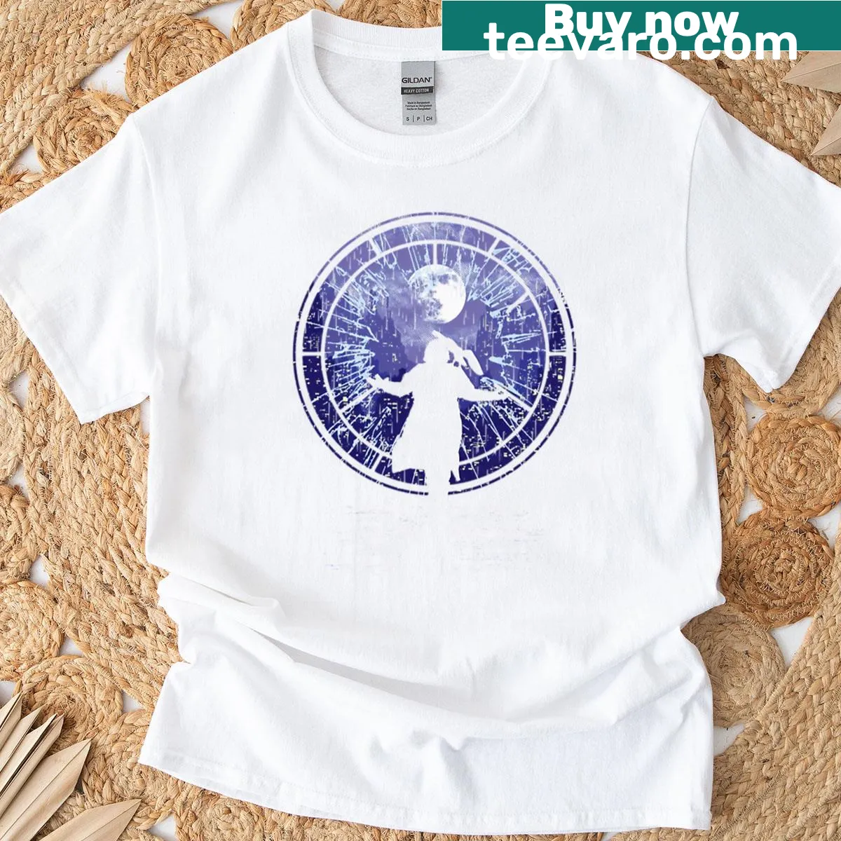 Retro gothic horror movie T-shirt with humorous design — on a men's t-shirt
