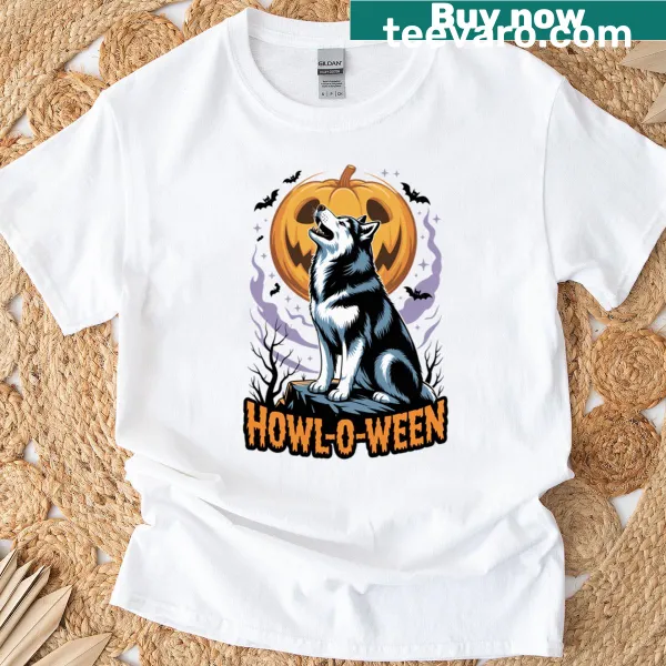 Halloween shirt featuring a husky in a spooky costume