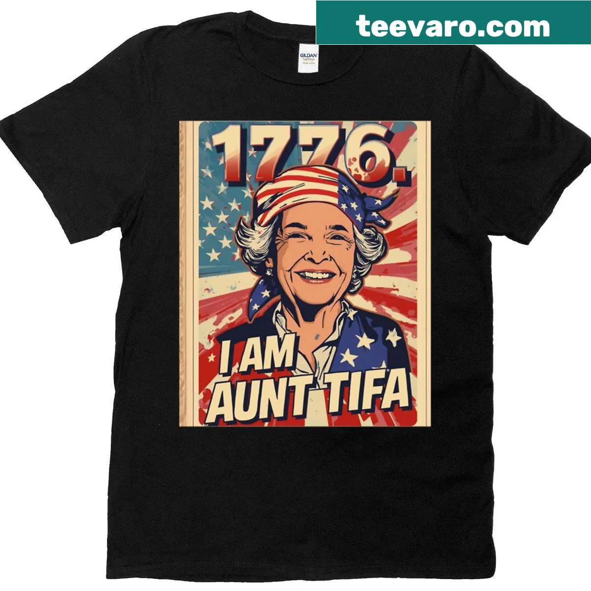 Retro patriotic t-shirt declaring I Am Aunt Tifa — on a men's t-shirt