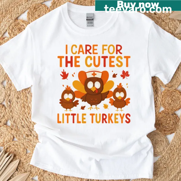 Thanksgiving t-shirt for nurses featuring a cute turkey graphic