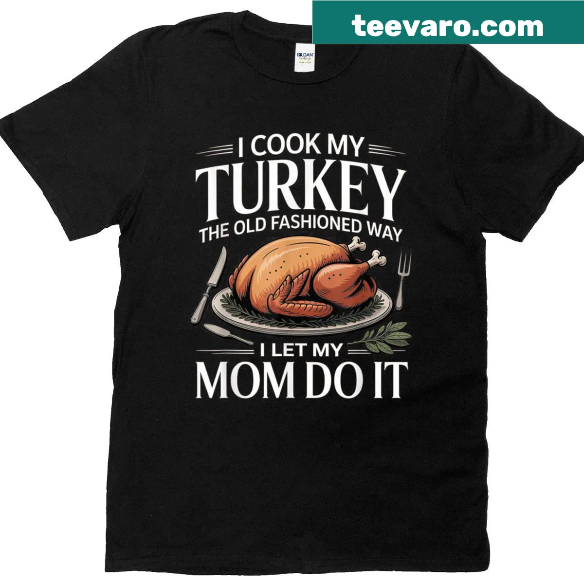 Funny Thanksgiving t-shirt about cooking turkey — on a men's t-shirt