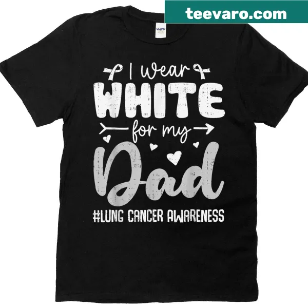 White ribbon graphic on shirt for lung cancer awareness