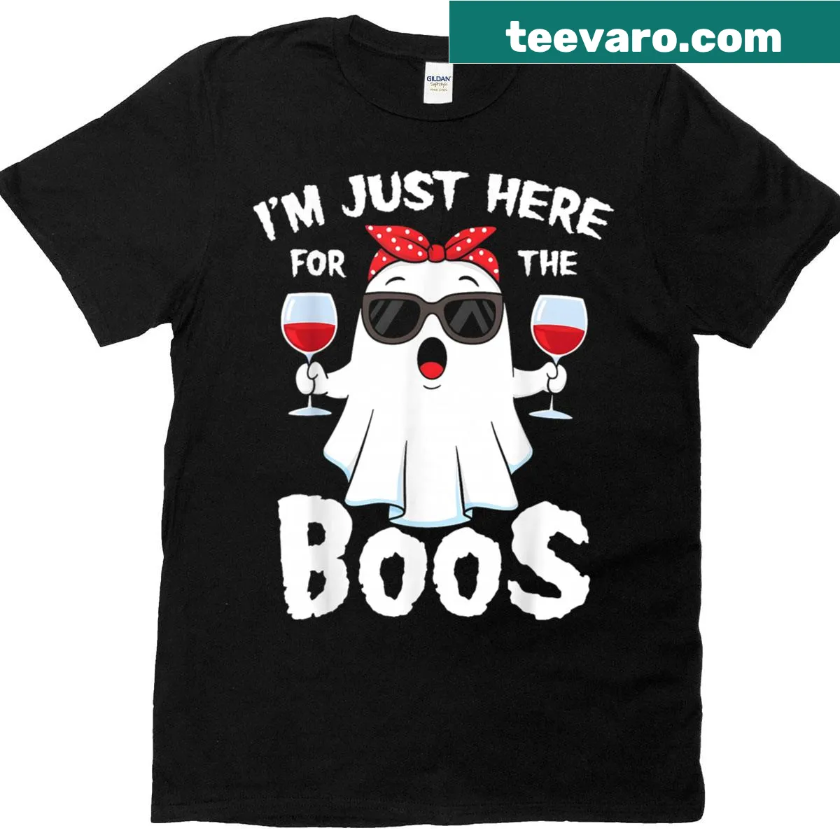 Funny Halloween t-shirt with ghost graphic and text — on a men's t-shirt