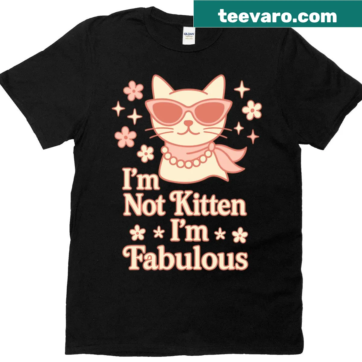 Oversized retro T-shirt with the phrase about being fabulous and kittens — on a men's t-shirt