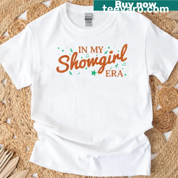 Vintage-style t-shirt celebrating show girl era with playful text