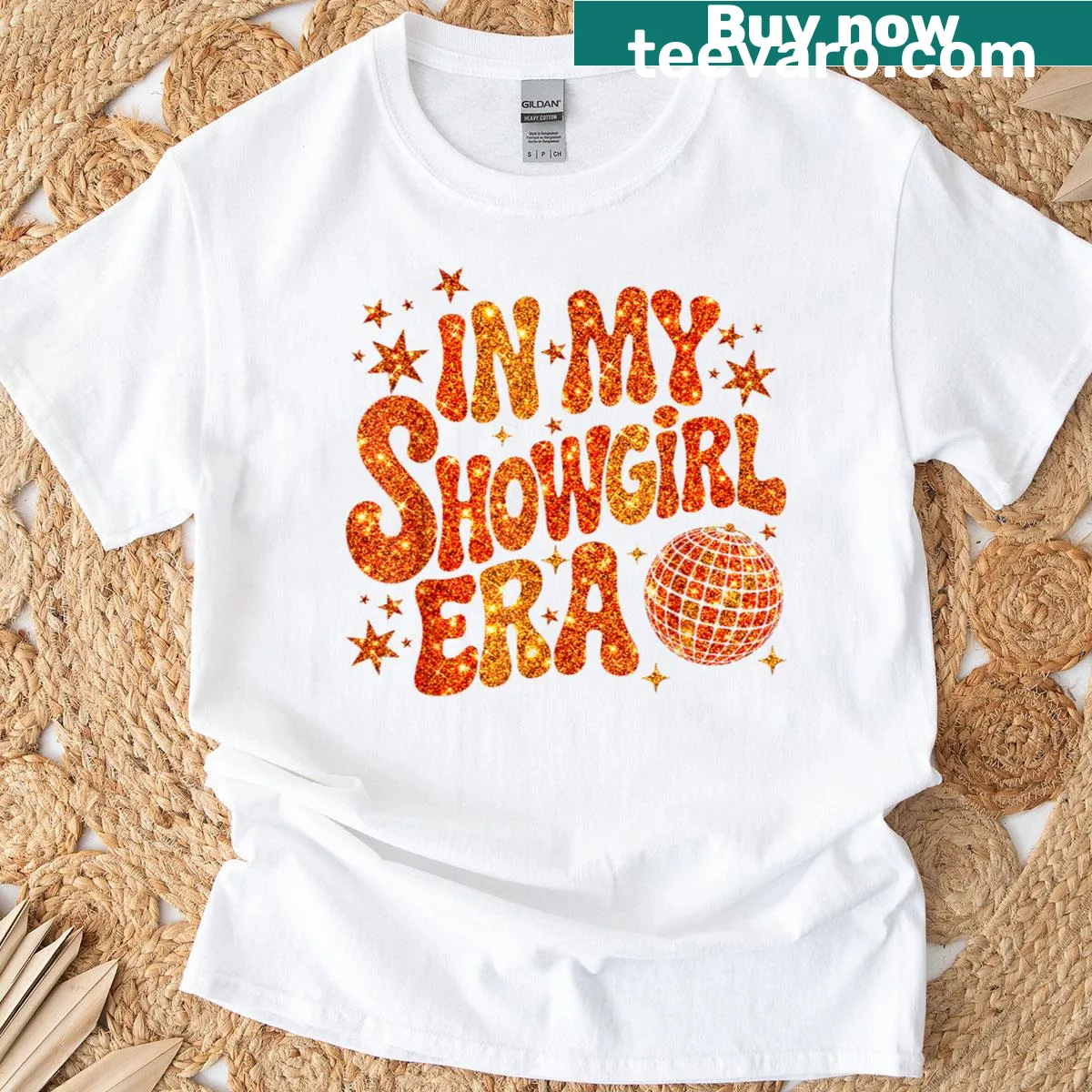 Showgirl-themed T-shirt celebrating performance and creativity. — on a men's t-shirt
