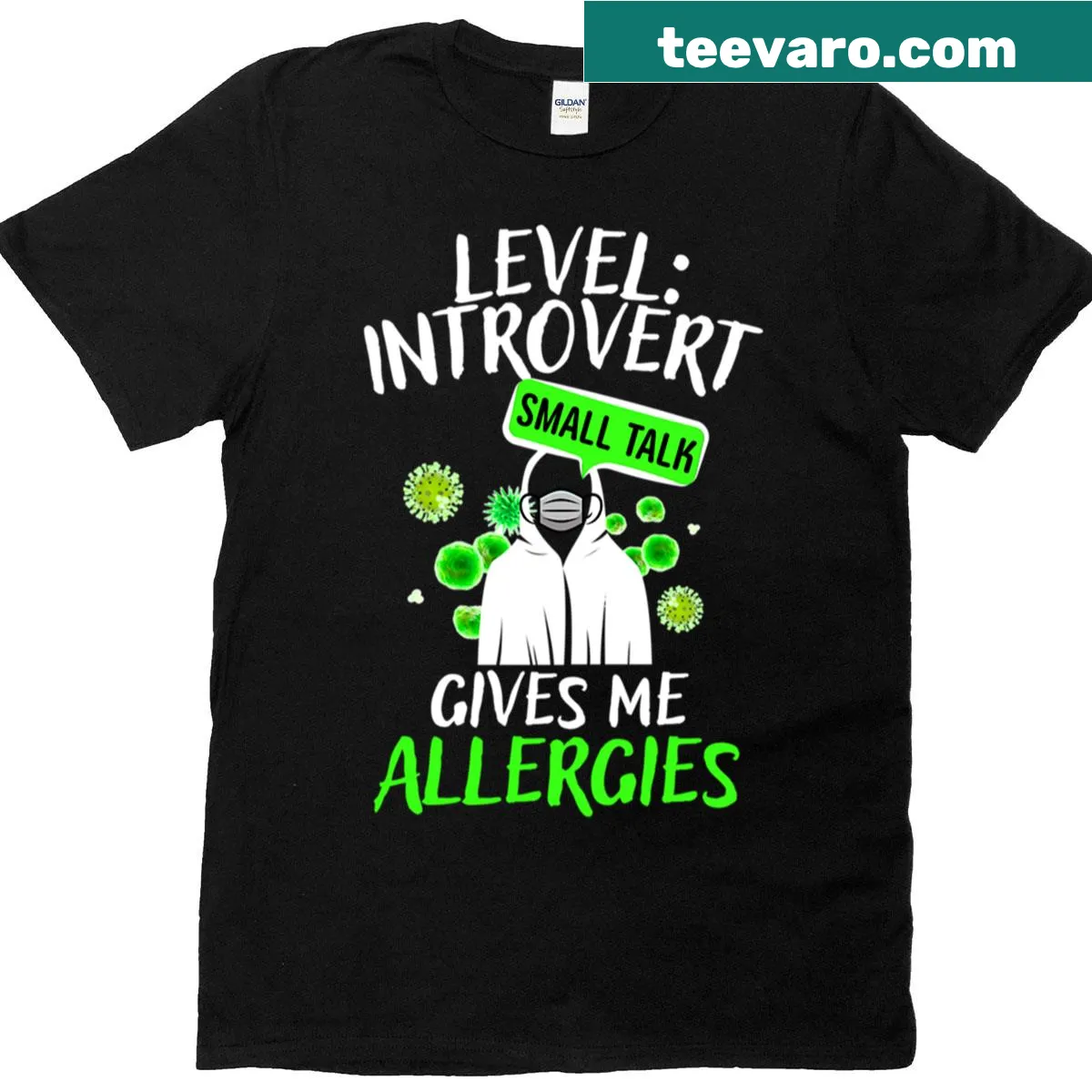 T-shirt with humorous introvert saying about small talk — on a men's t-shirt