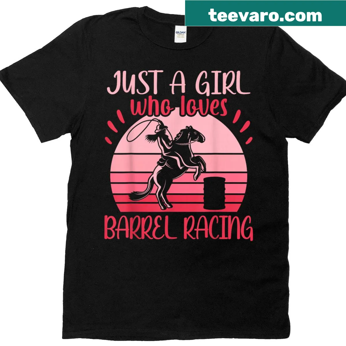Cute barrel racing t-shirt for girls with playful graphic — on a men's t-shirt