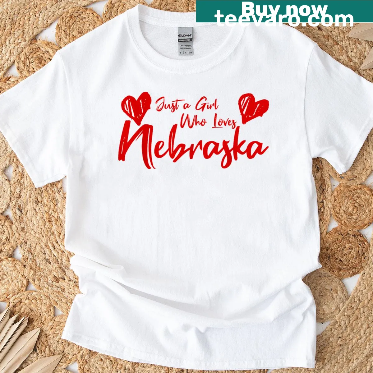 Cute Nebraska-themed t-shirt with playful text and illustration. — on a men's t-shirt