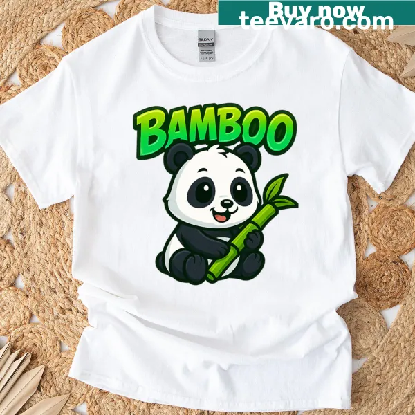 Cute panda with bamboo graphic T-shirt