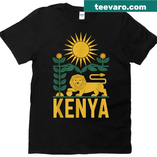 Illustrated Kenya cultural adventure and safari design on t-shirt