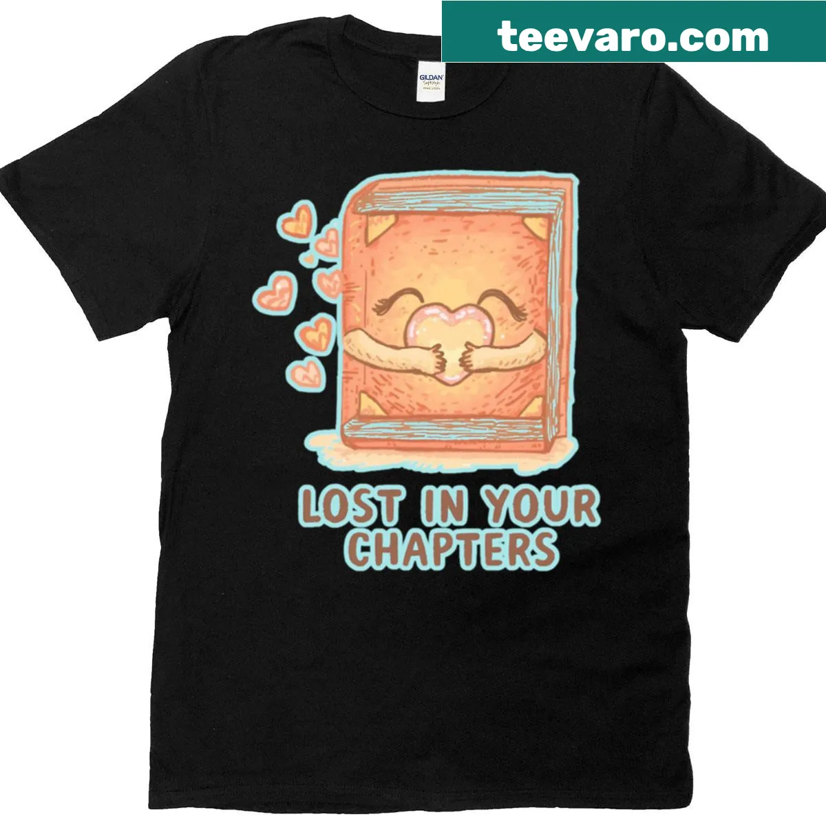 T-shirt with romantic typography design for book lovers — on a men's t-shirt