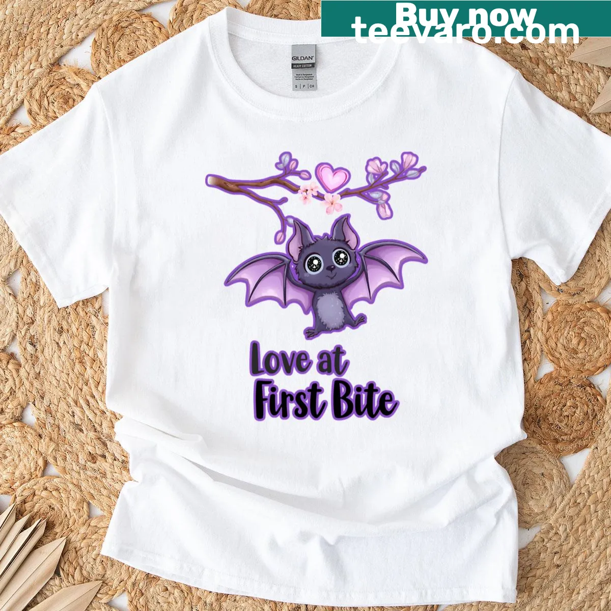 Cute bat Valentine's graphic T-shirt — on a men's t-shirt