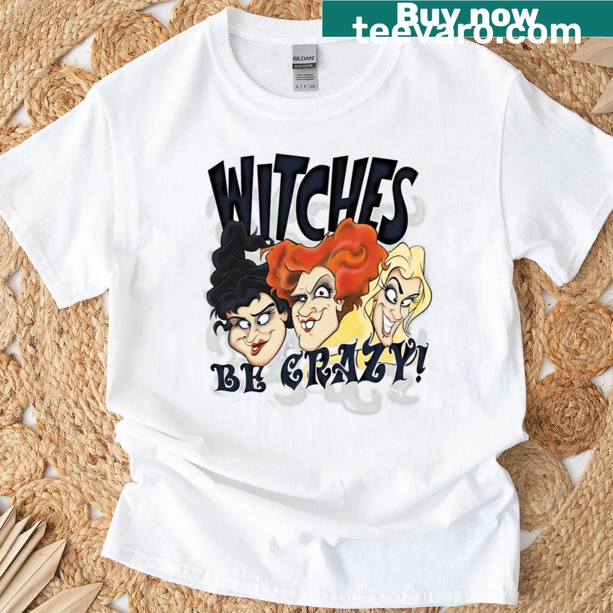 Funny vintage t-shirt with witches and magical graphics — on a men's t-shirt