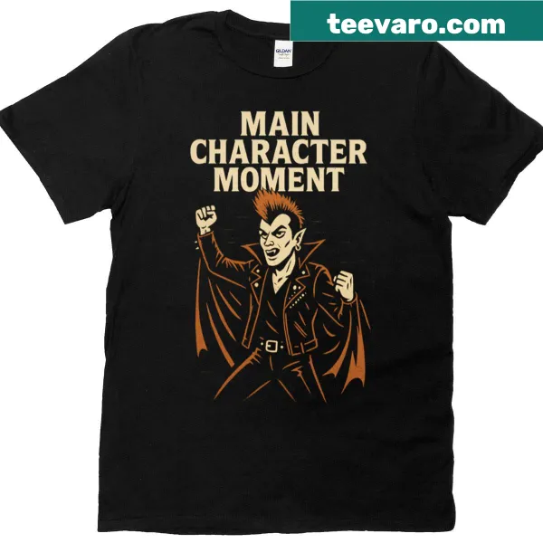 Punk vampire T-shirt with retro VHS design for Halloween