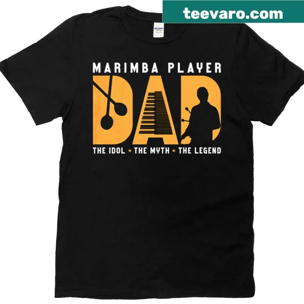 Vintage-style Marimba Player Dad t-shirt with humorous text