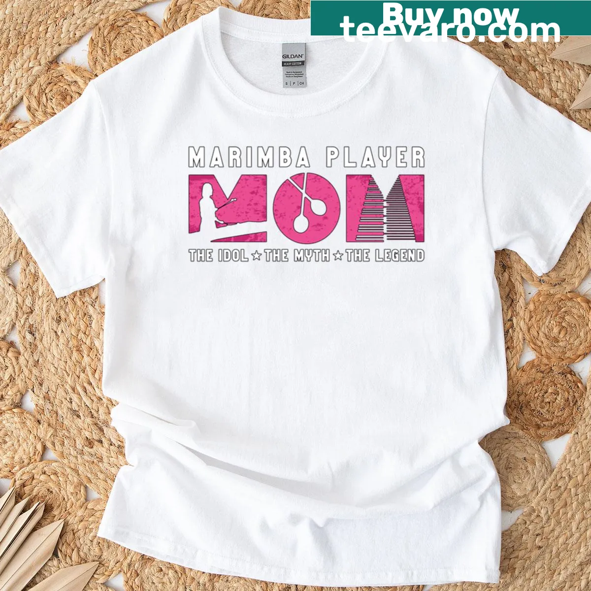 Vintage-style Marimba Player T-shirt for proud moms with a percussion graphic — on a men's t-shirt