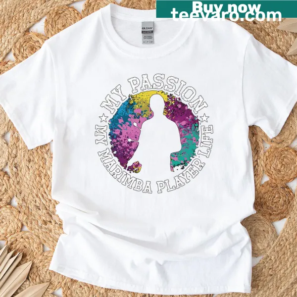 Illustrated marimba player t-shirt design