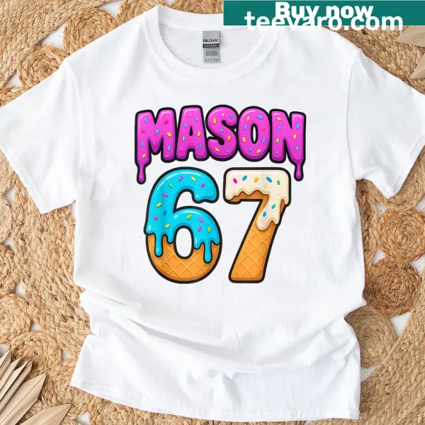 Funny ice cream-themed t-shirt with drips and vintage design