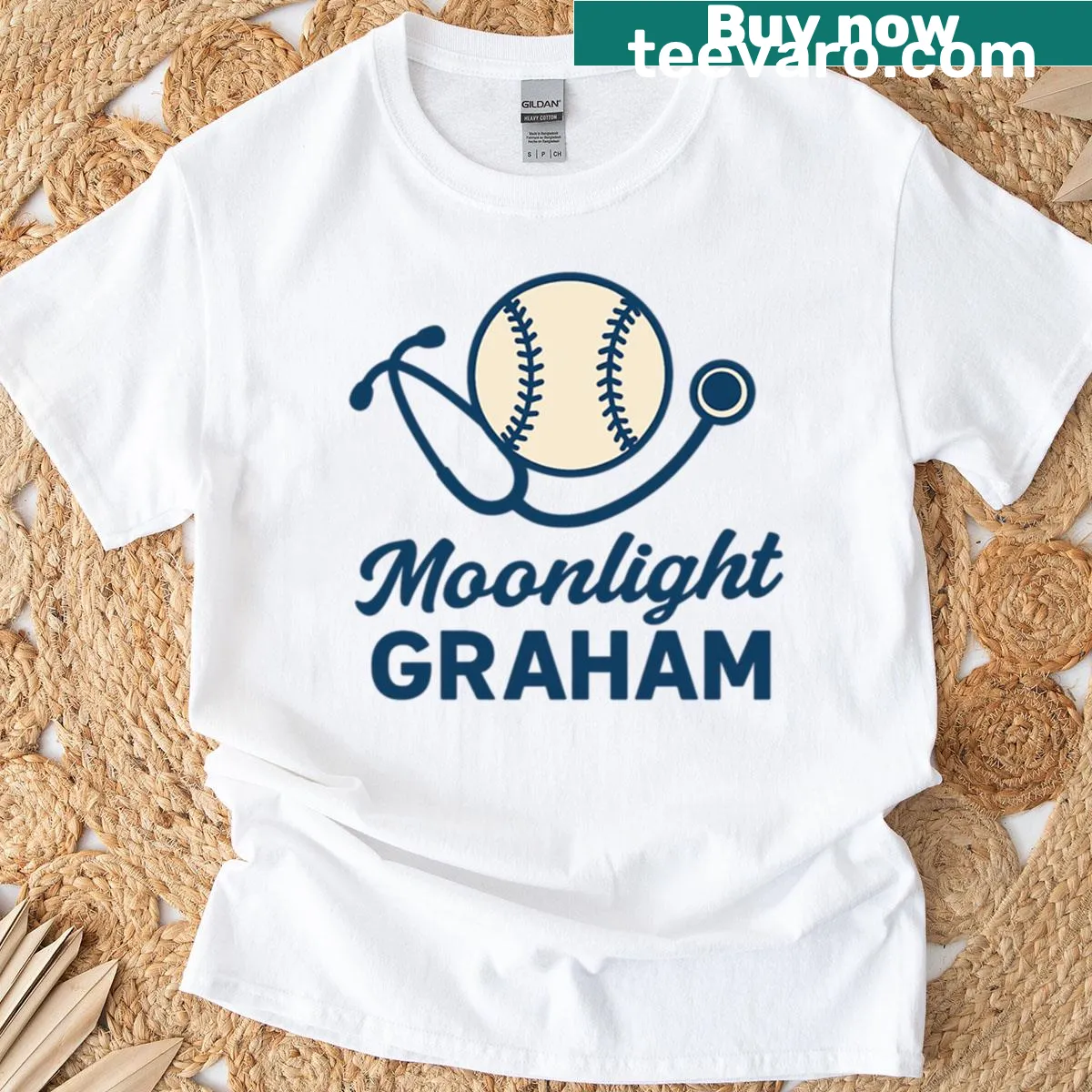 Tribute t-shirt to Moonlight Graham with Field of Dreams graphics. — on a men's t-shirt