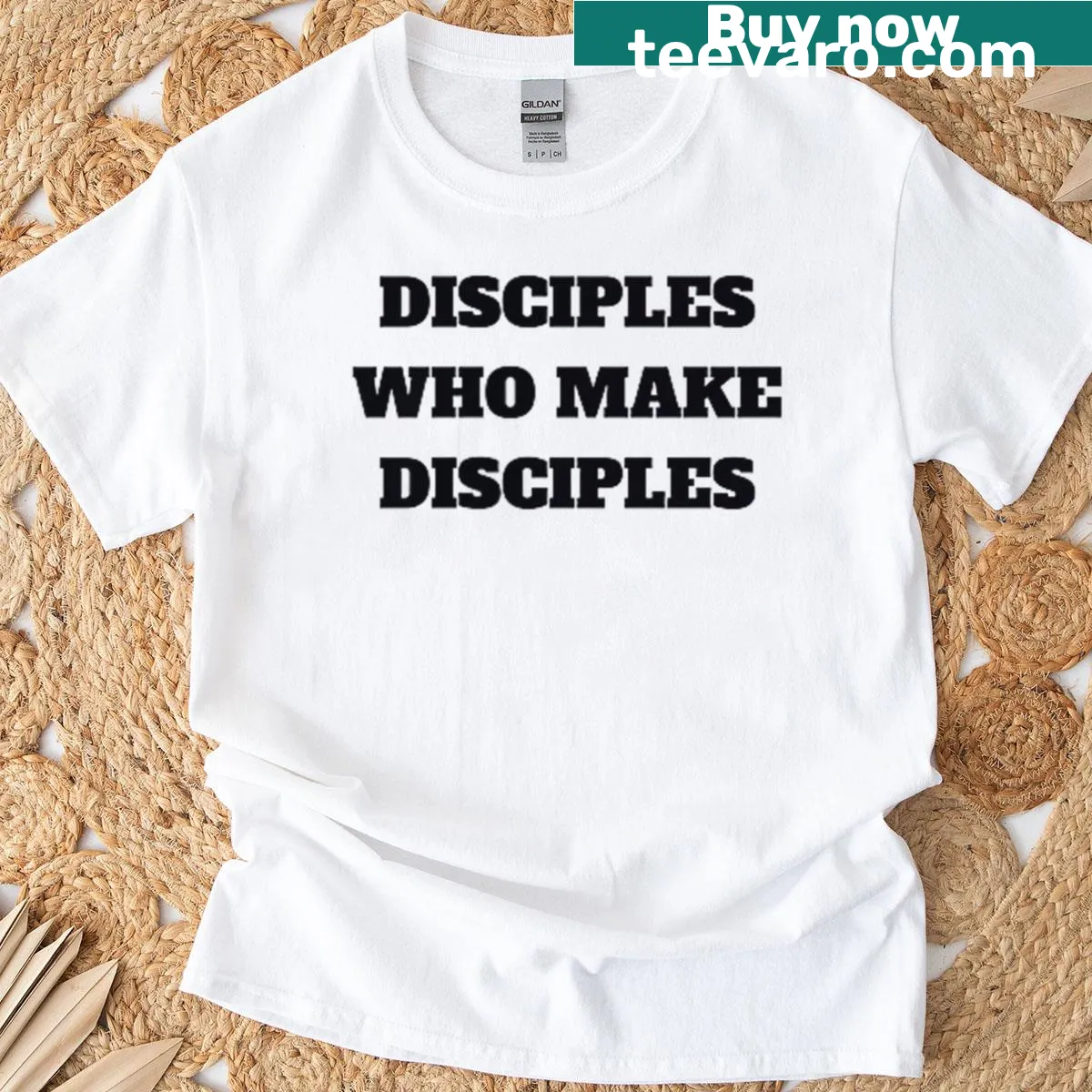 Inspirational T-shirt with text 'Moved By The Spirit' in elegant typography — on a men's t-shirt