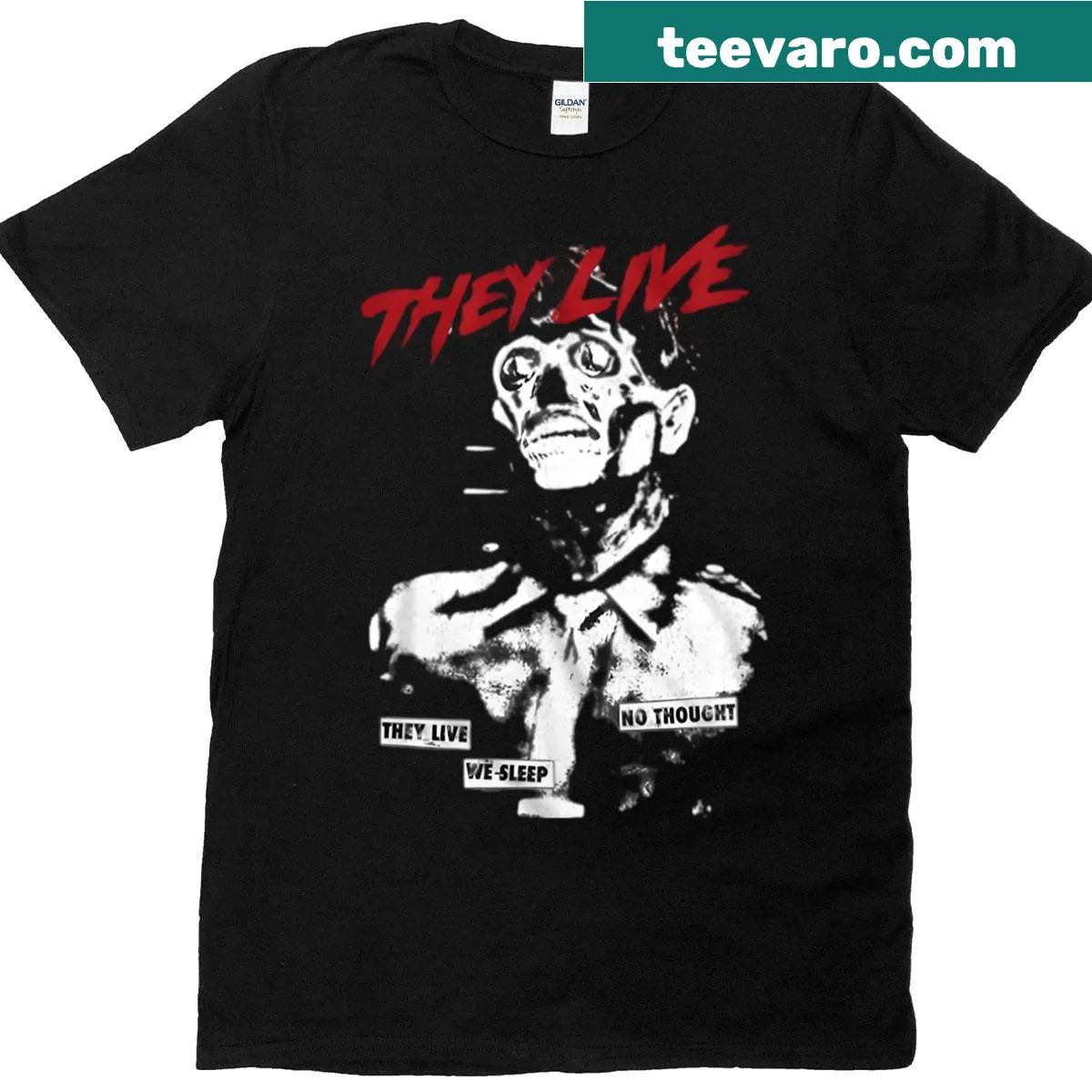 Vintage T-shirt with retro movie monsters and ghost graphics — on a men's t-shirt