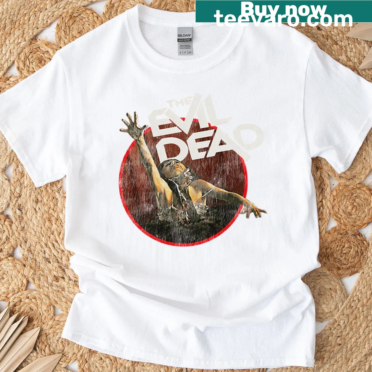 Vintage Halloween t-shirt with dead horror movie graphics — on a men's t-shirt