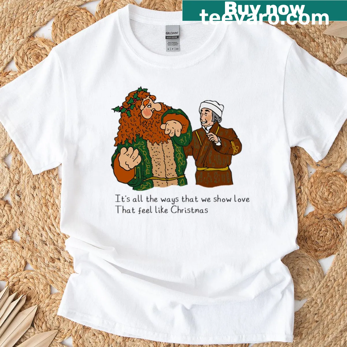 Whimsical Muppet Christmas Carol t-shirt featuring festive design — on a men's t-shirt