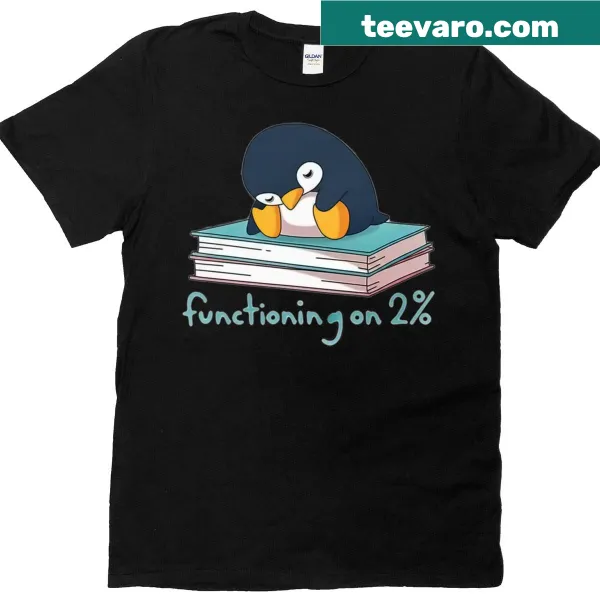 Cute cartoon penguins showing tiredness on a humorous T-shirt