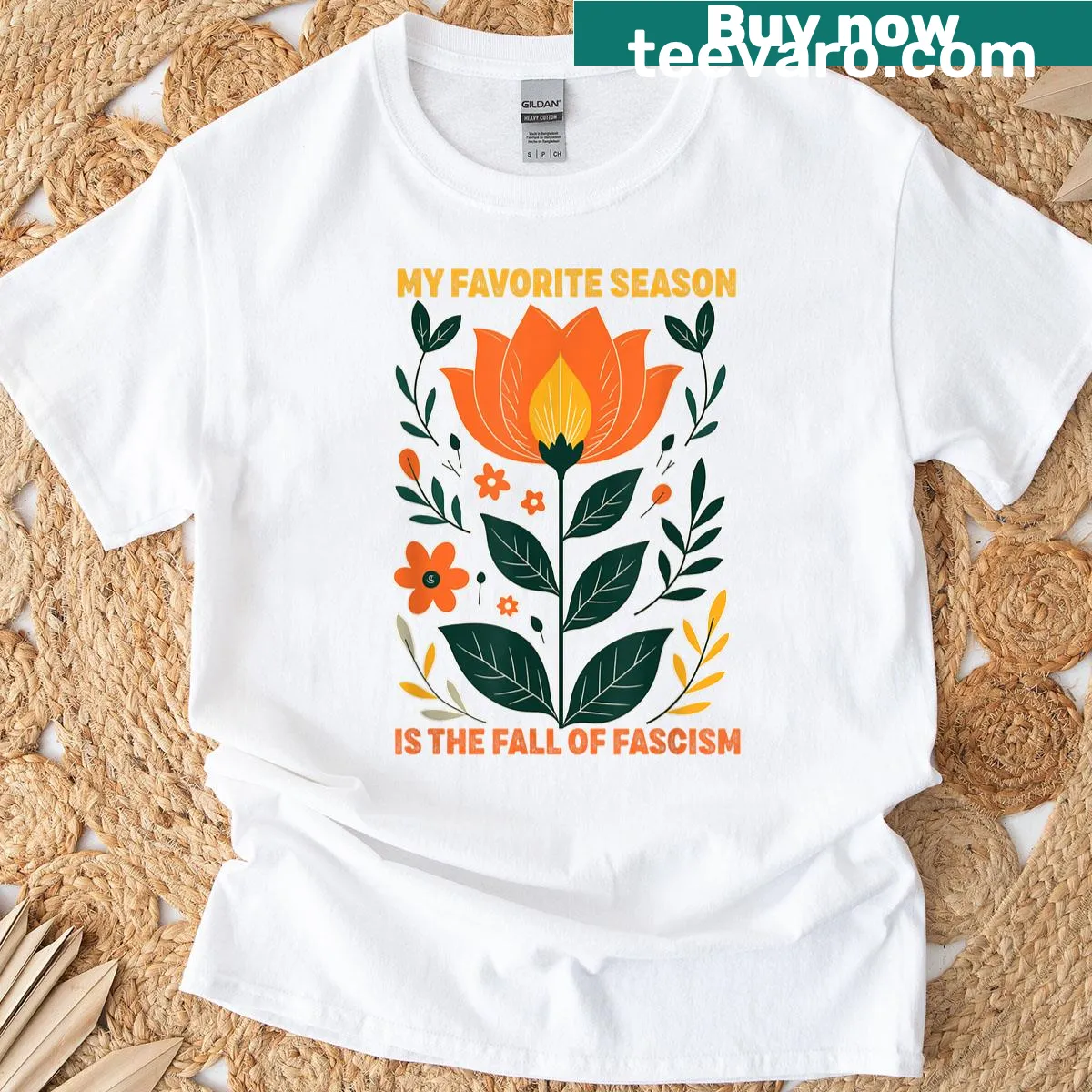 Funny democracy-themed t-shirt with humorous slogan about fascism. — on a men's t-shirt
