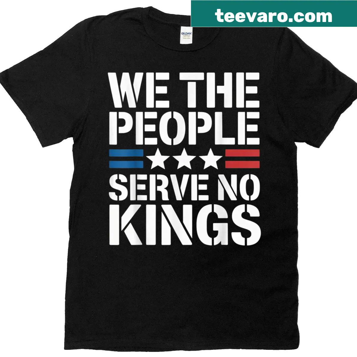 Patriotic T-shirt with 'No King' design for freedom — on a men's t-shirt