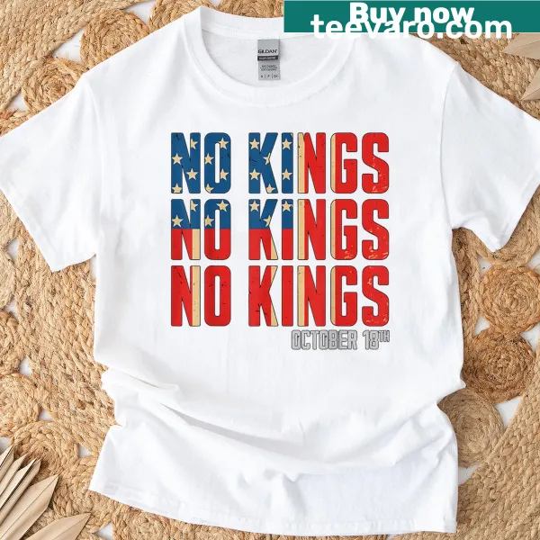 Bold 'No Kings' typography t-shirt for all ages