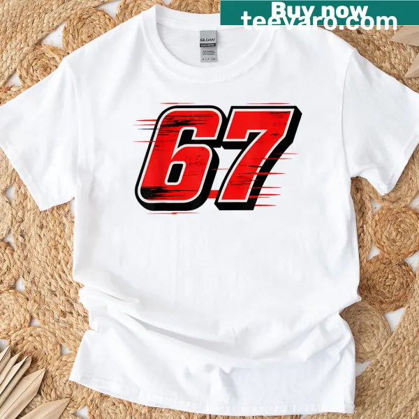 Birthday T-shirt featuring the number 67 for kids