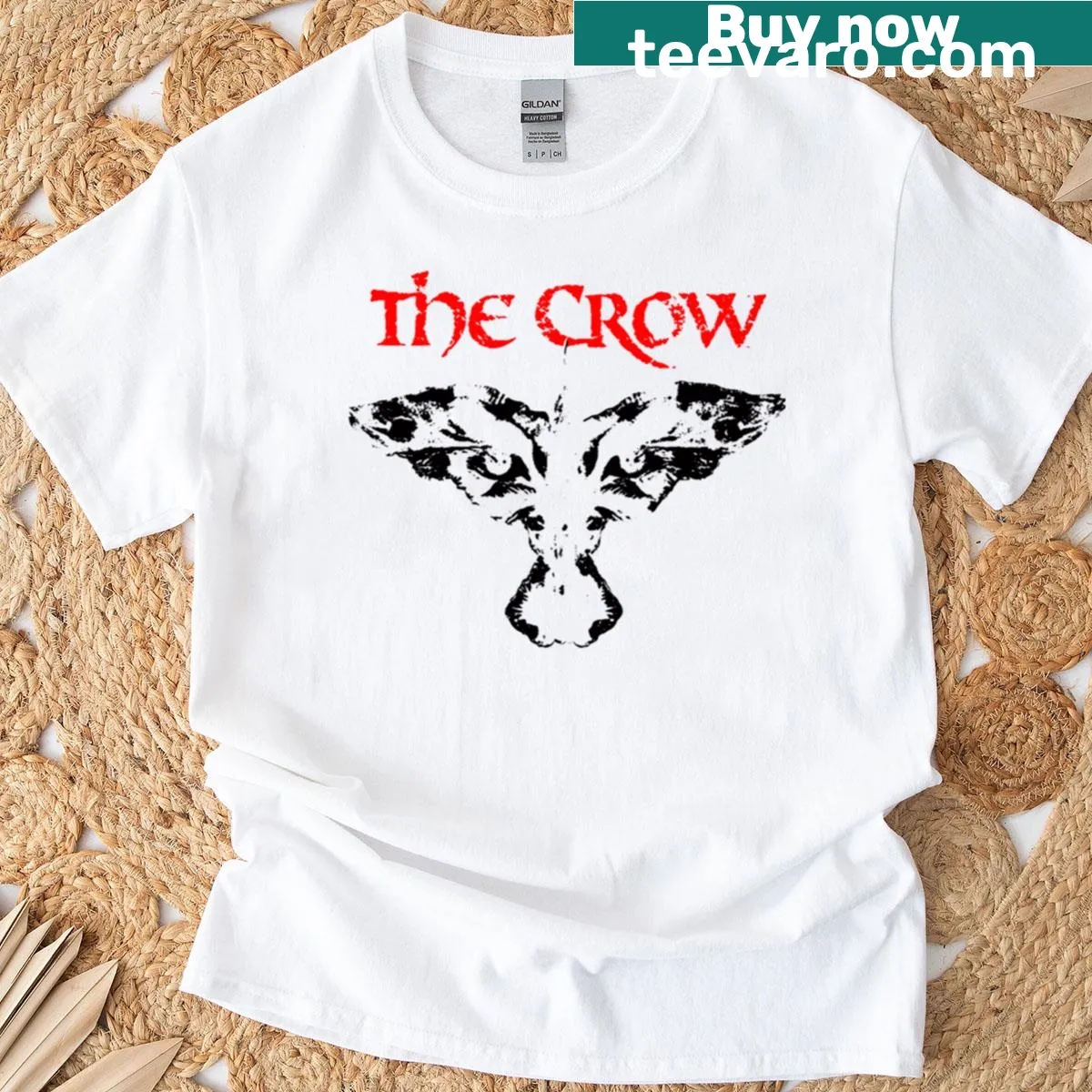 Retro horror movie T-shirt with gothic and funny elements — on a men's t-shirt