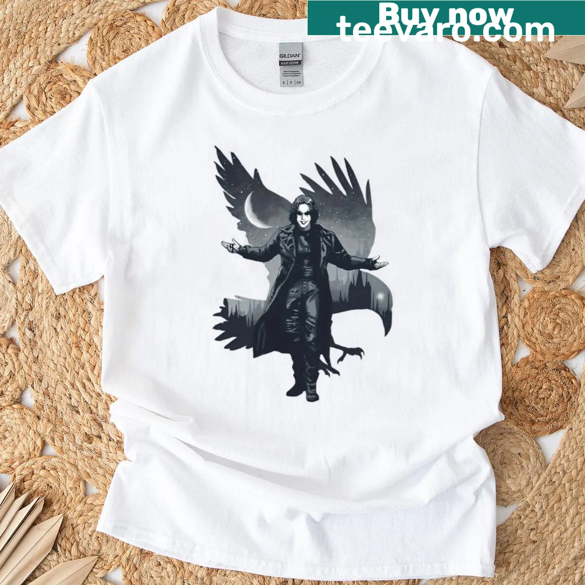 Funny vintage horror t-shirt featuring a gothic movie design — on a men's t-shirt