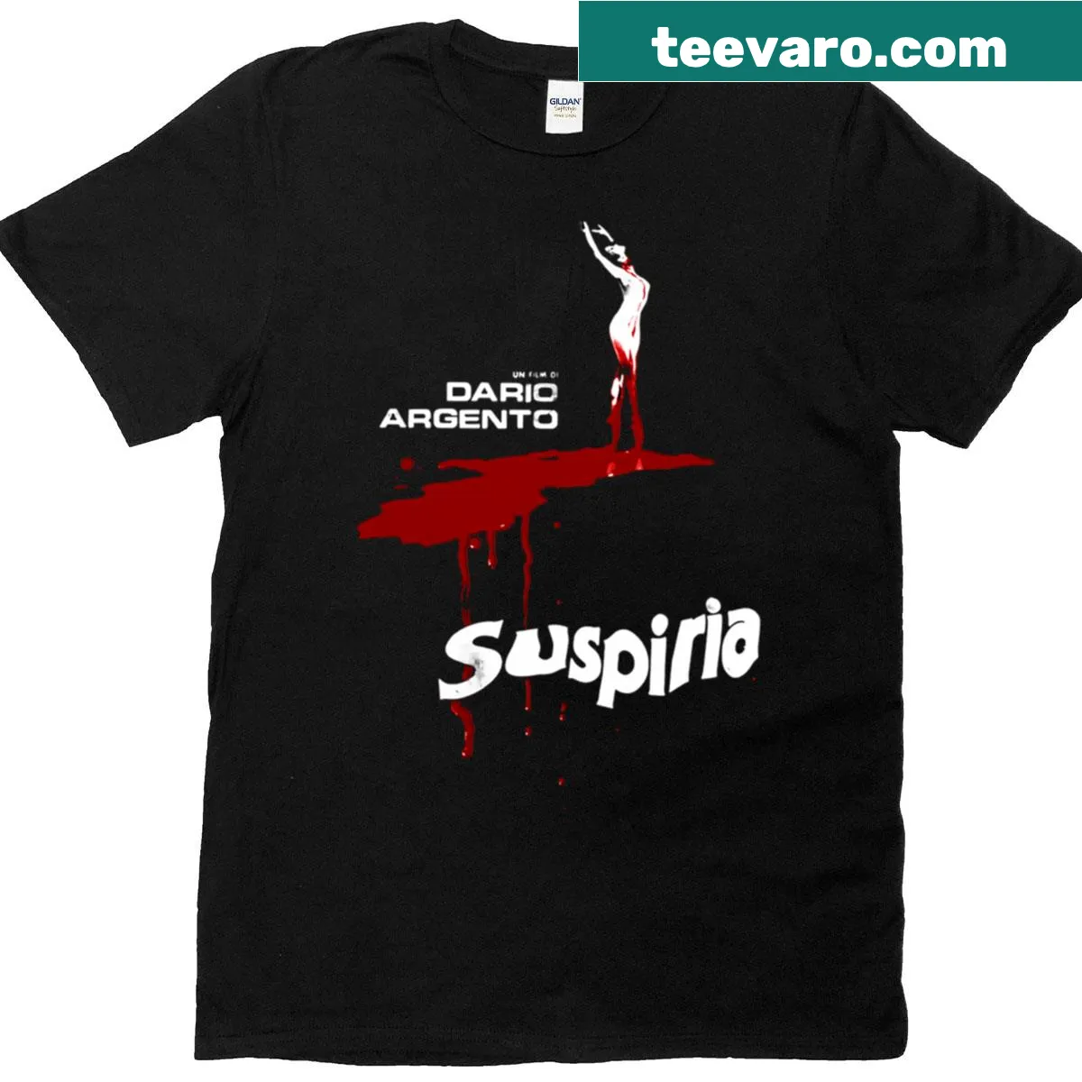 Vintage 70s horror movie T-shirt with retro graphic — on a men's t-shirt